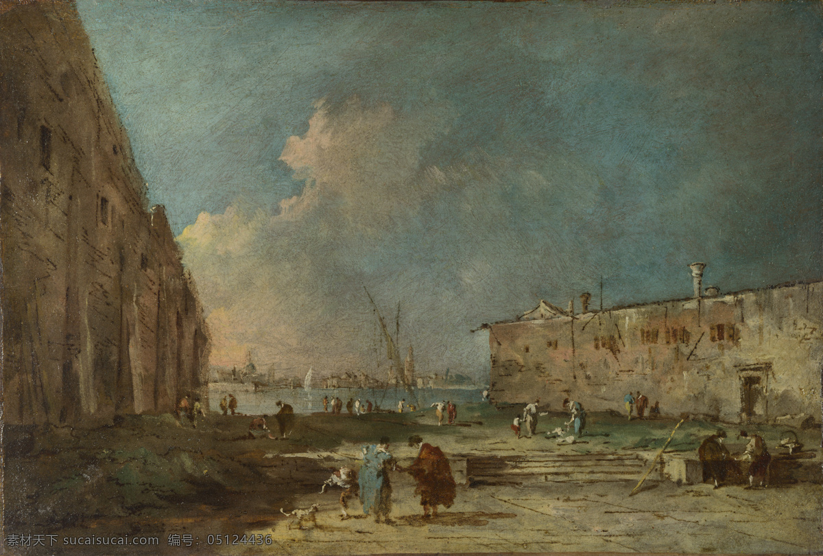 venice 大师 画家 古典 画 建筑 景物 装饰画 油画 near view a guardi francesco 人物 高清 西方 国外 现代 家居装饰素材