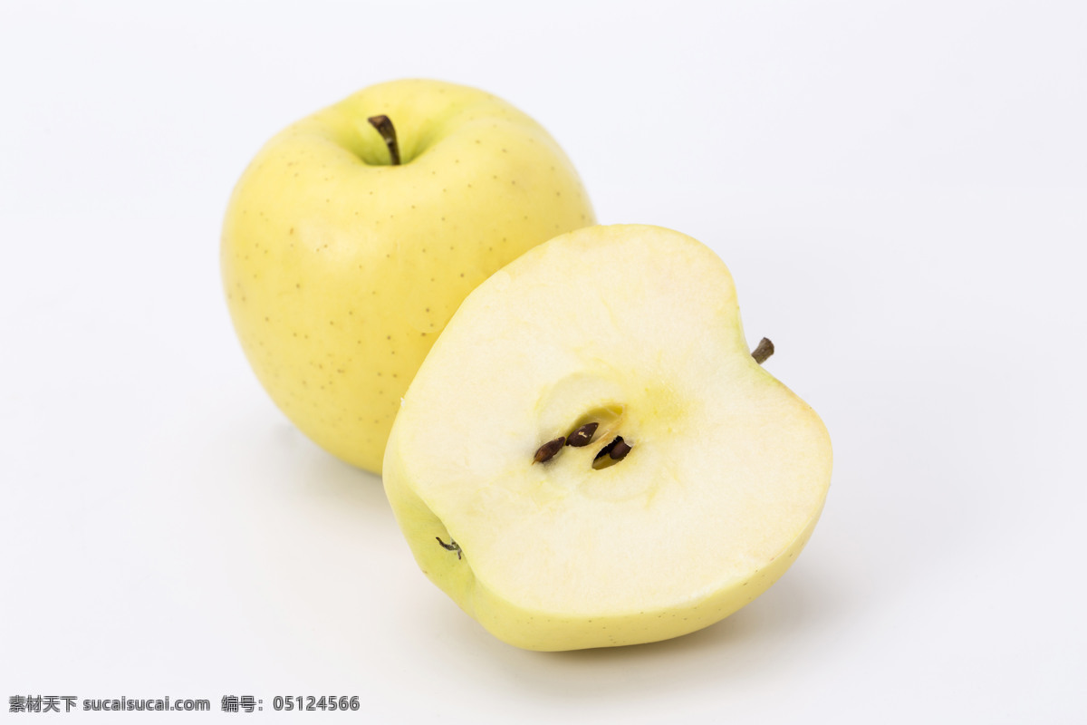 黄元帅 苹果 水果 生鲜 摄影图 主图 切开苹果 黄色苹果 生物世界