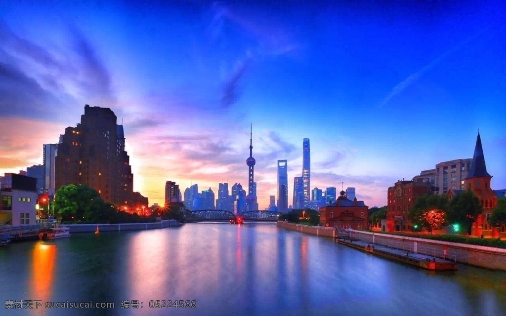 上海早晨 黄浦江 东方明珠 上海中心大厦 环球金融中心 外白渡桥 自然景观 风景名胜