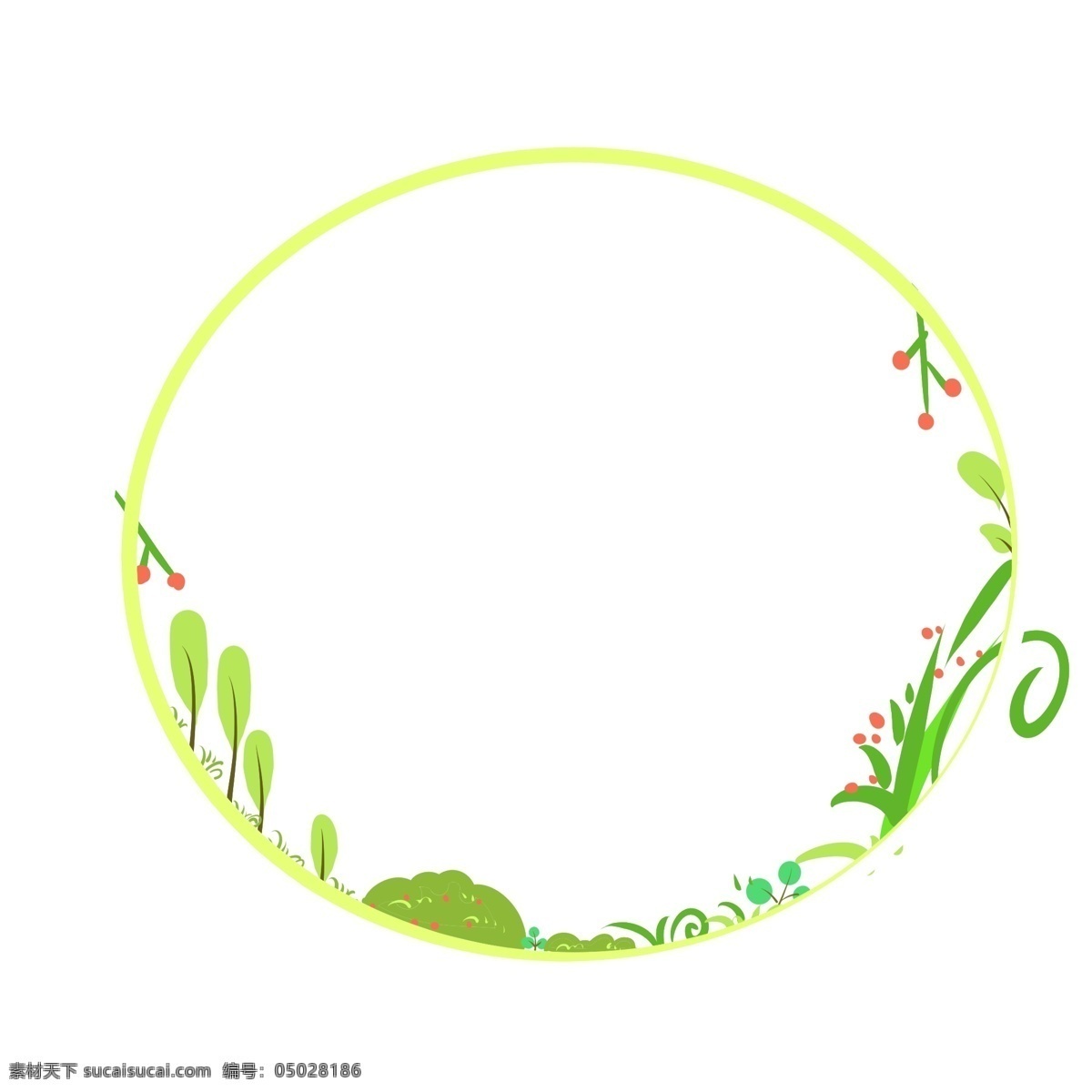 绿色 圆形 草 报 框 插画 绿色边框 圆形边框 小草报框 春季边框 植物边框 树木装饰 创意边框 春天的报框
