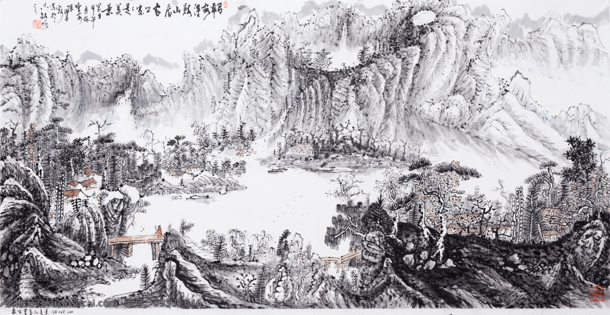 中国画 中国 传统 绘画 高山 山峰 山脉 文化艺术 绘画书法