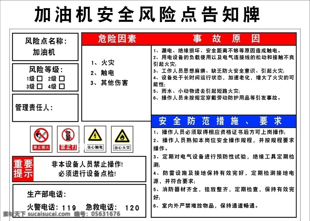 加油机 风险 点 告知 牌 加油机安全 风险点告知牌 风险源 告知卡 企业风险点