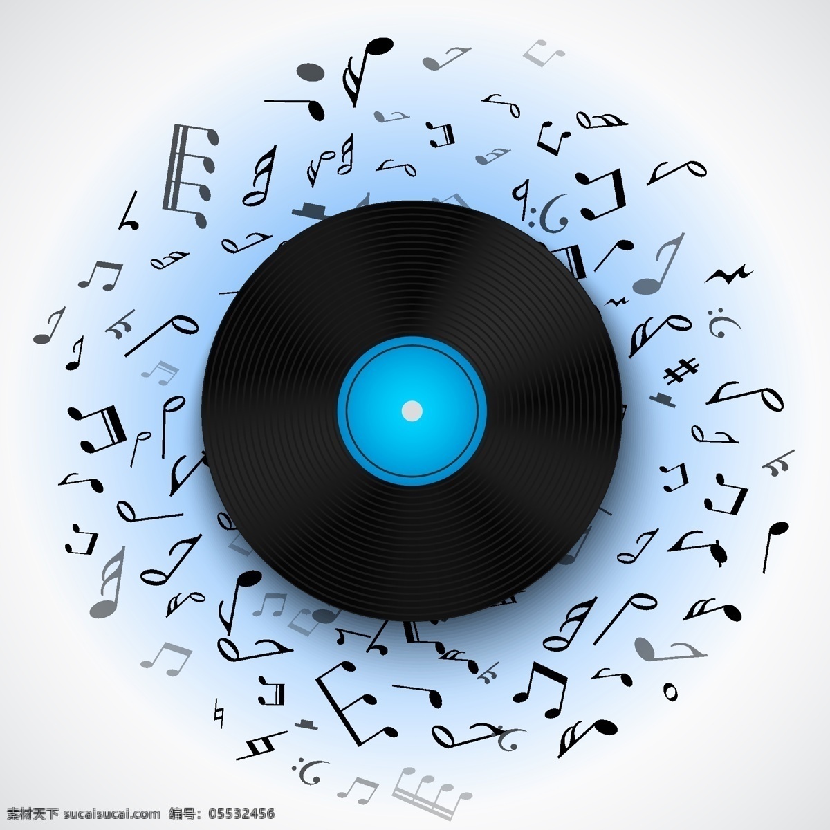 蓝色 发光 音乐节 海报 宣传 矢量 简约 音乐 符号 黑白 碟片 唱片 背景 黑胶 cd 封面 矢量图 矢量素材