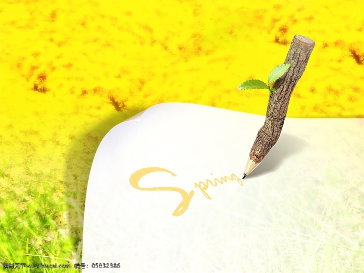分层 笔 创意 创意海报 分层素材 广告设计模板 花 spring 创意设计 模板下载 海报 树枝 石头 夏天 经典 源文件库 psd源文件