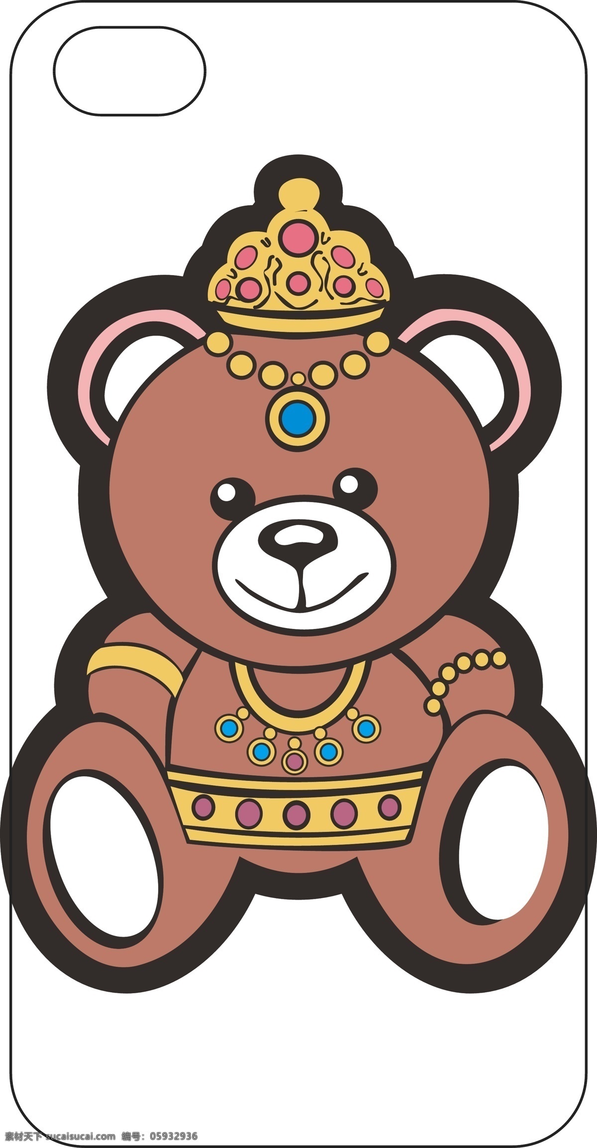 小熊手机壳 黄冠 钻石 项链 腰带 小熊 可爱 棕色 手链 手袋 包装设计 动漫动画 动漫人物