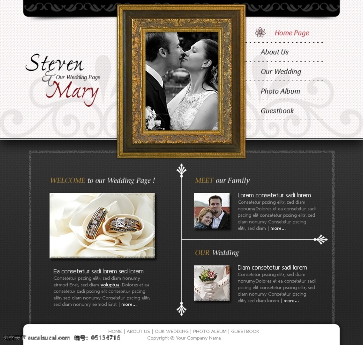 欧式 复古 婚纱 网站 华丽 网页模板 网页素材