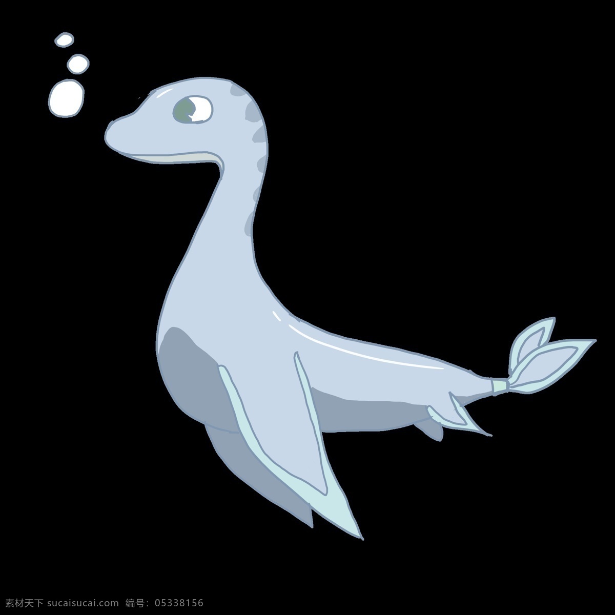 蓝色 海中 恐龙 插画 蓝色的恐龙 海里的恐龙 会游泳的恐龙 蓝色的泡泡 漂亮的恐龙 长长的脖子