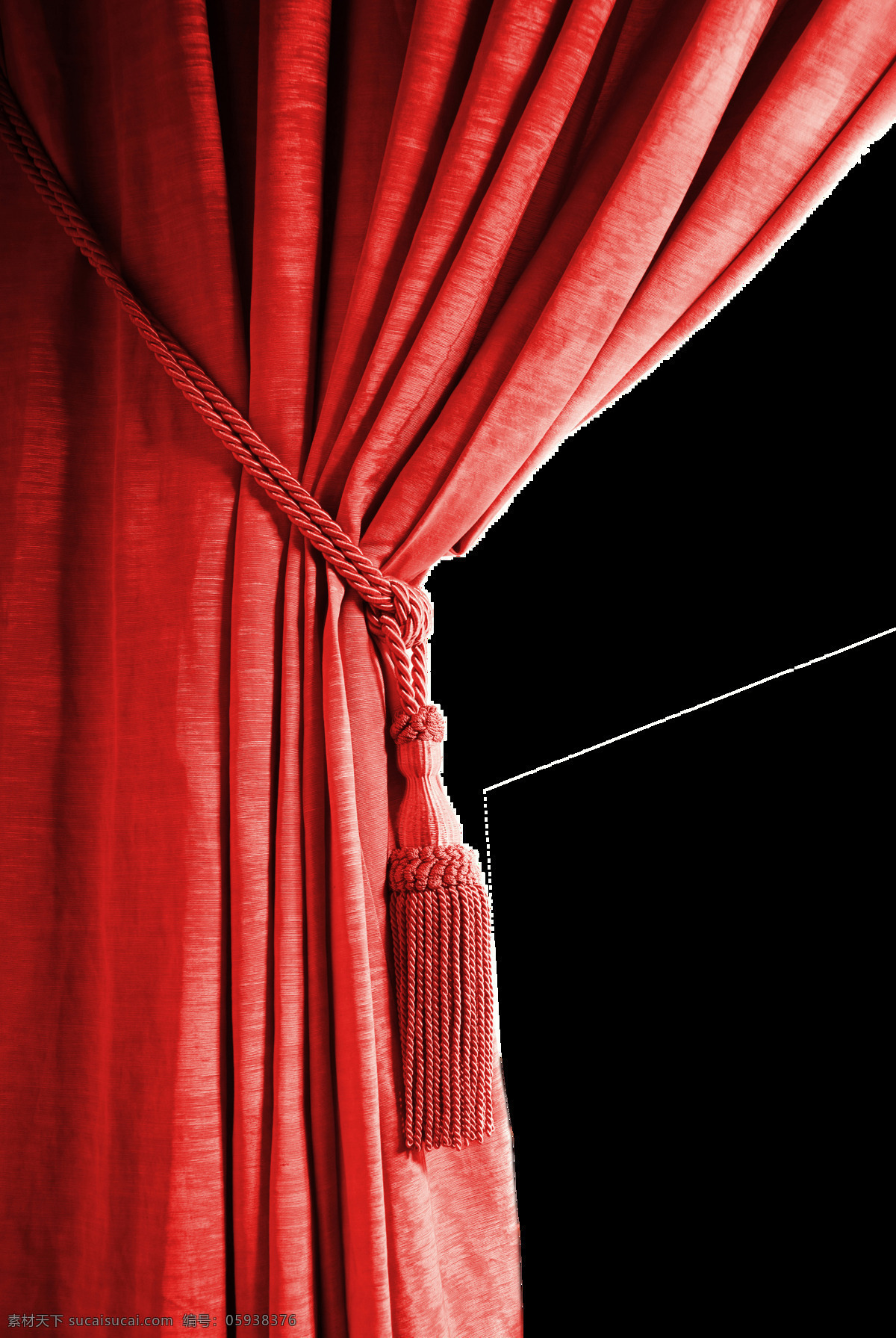 喜庆 红色 窗帘 元素 浪漫 实物 红色窗帘 收紧 免抠