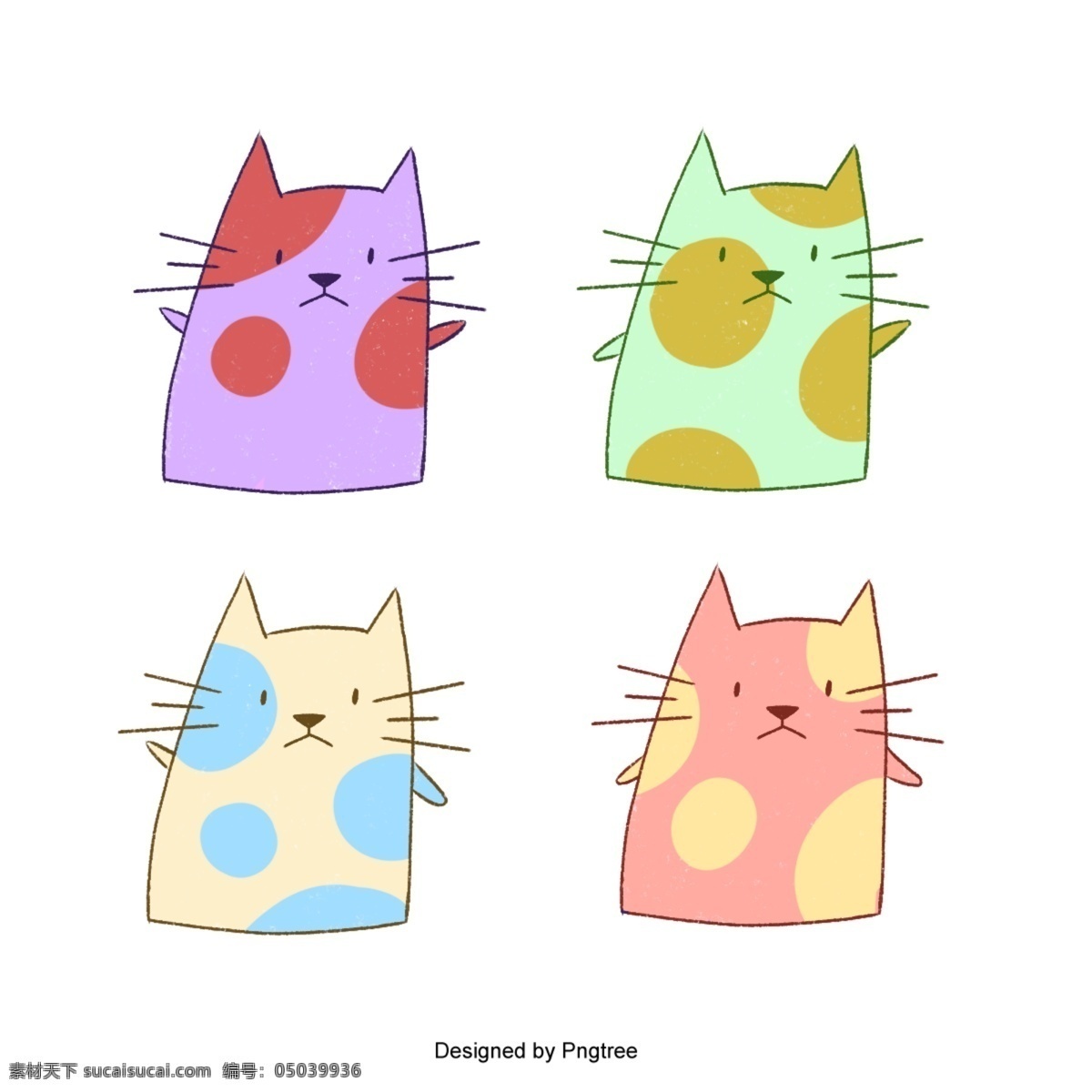 可爱的卡通猫 矢量 卡通 动物 猫 可爱 斑点 情感 多彩