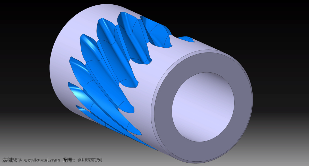 螺旋 齿轮 schragverzahnung auslauf 滚齿 齿 轴 3d模型素材 其他3d模型