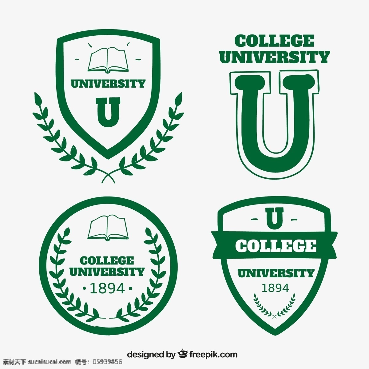 绿色徽章大学 绿色大学徽章 大学徽章 徽章 白色