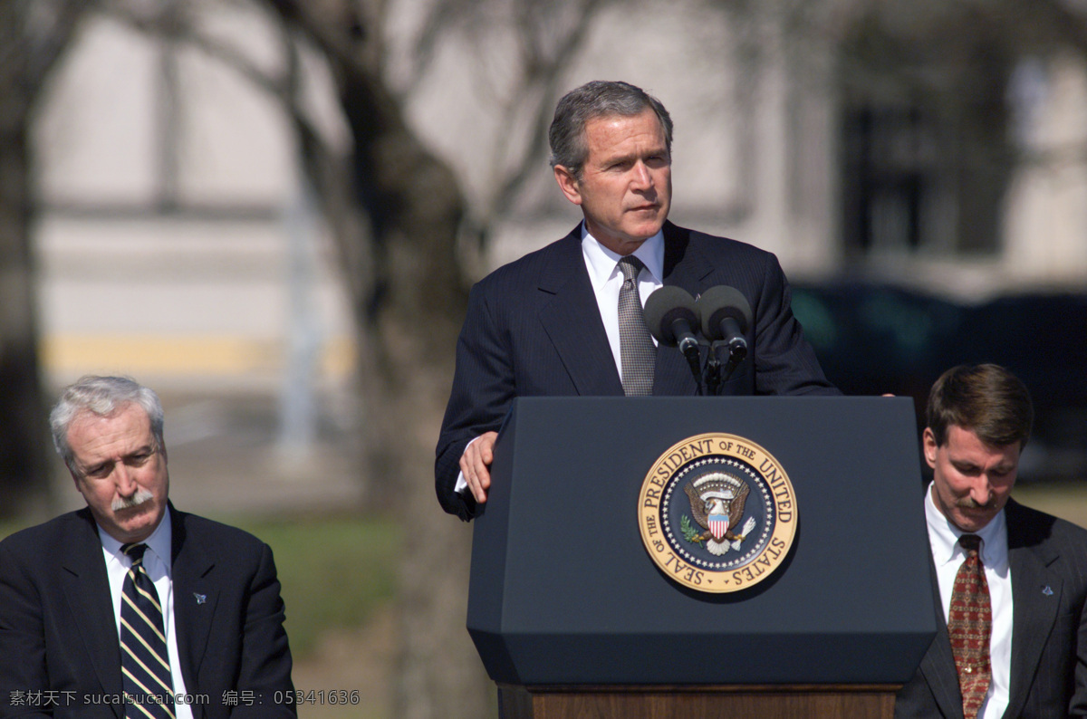 小布什 政坛人物 美国 前任 总统 讲台 演讲 职业人物 人物图库