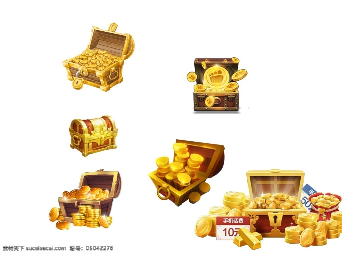 金币宝箱 堆头 金币 元宝 礼盒 游戏元素 钻石 金币堆 红包