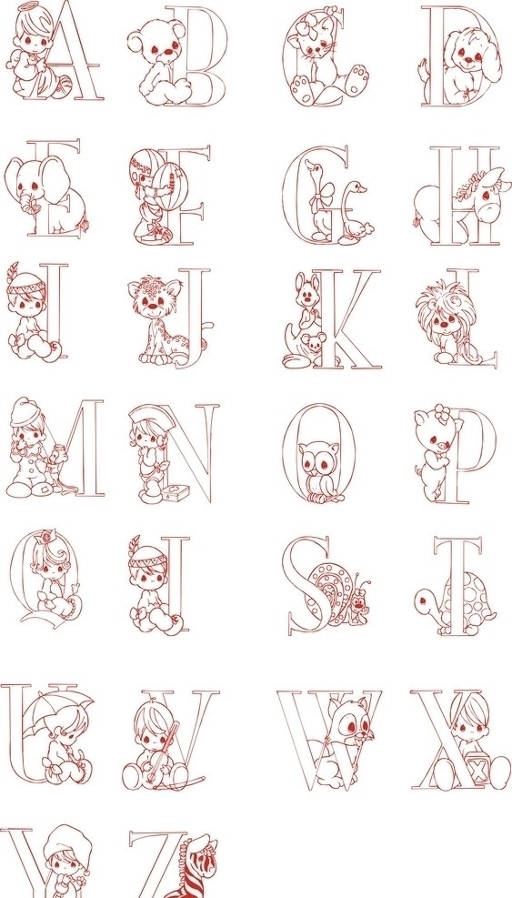 可爱26字母 可爱 儿童 字母 个性字母 可爱字母 童趣 矢量素材 其他矢量 矢量