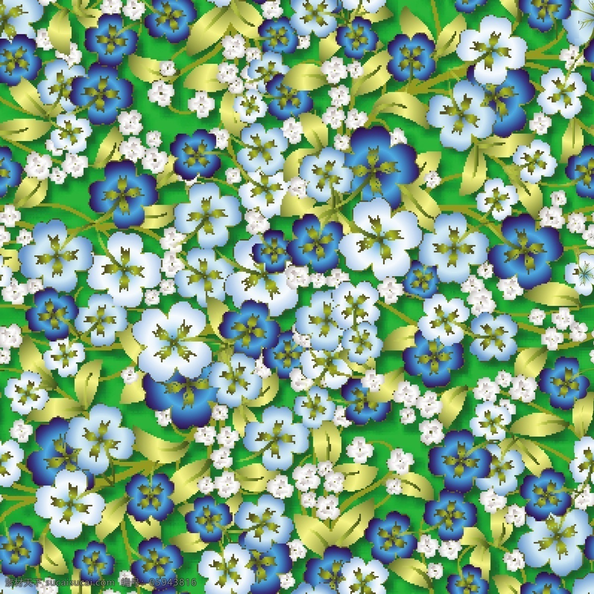 蓝色 精美 花朵 立体 无缝 背景 底纹背景 服装印花 花朵花纹 花朵设计 家纺印花 渐变花朵 手绘立体 无缝印花 植物花卉 植物手绘