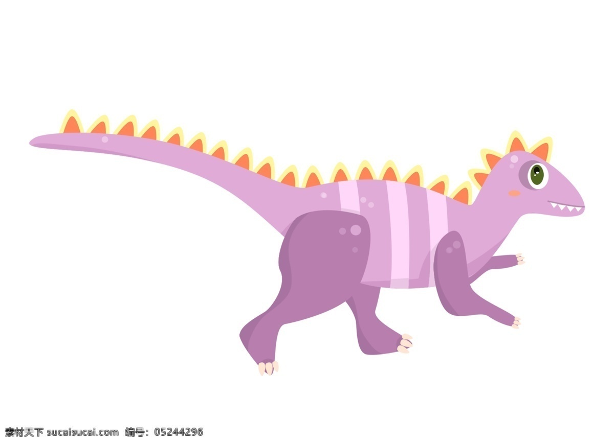 紫色 卡通 恐龙 插画 紫色恐龙 创意恐龙 恐龙插图 草丛 吃草的恐龙 可爱的恐龙 卡通恐龙