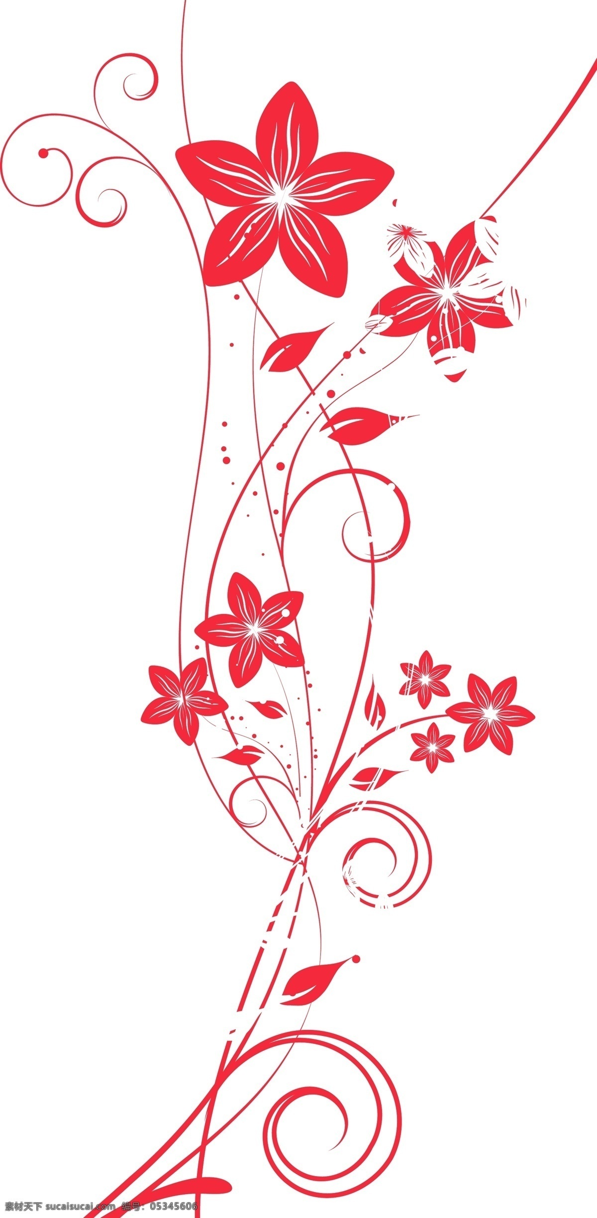 手绘花朵元素 手绘 红色 花朵 花纹 简约