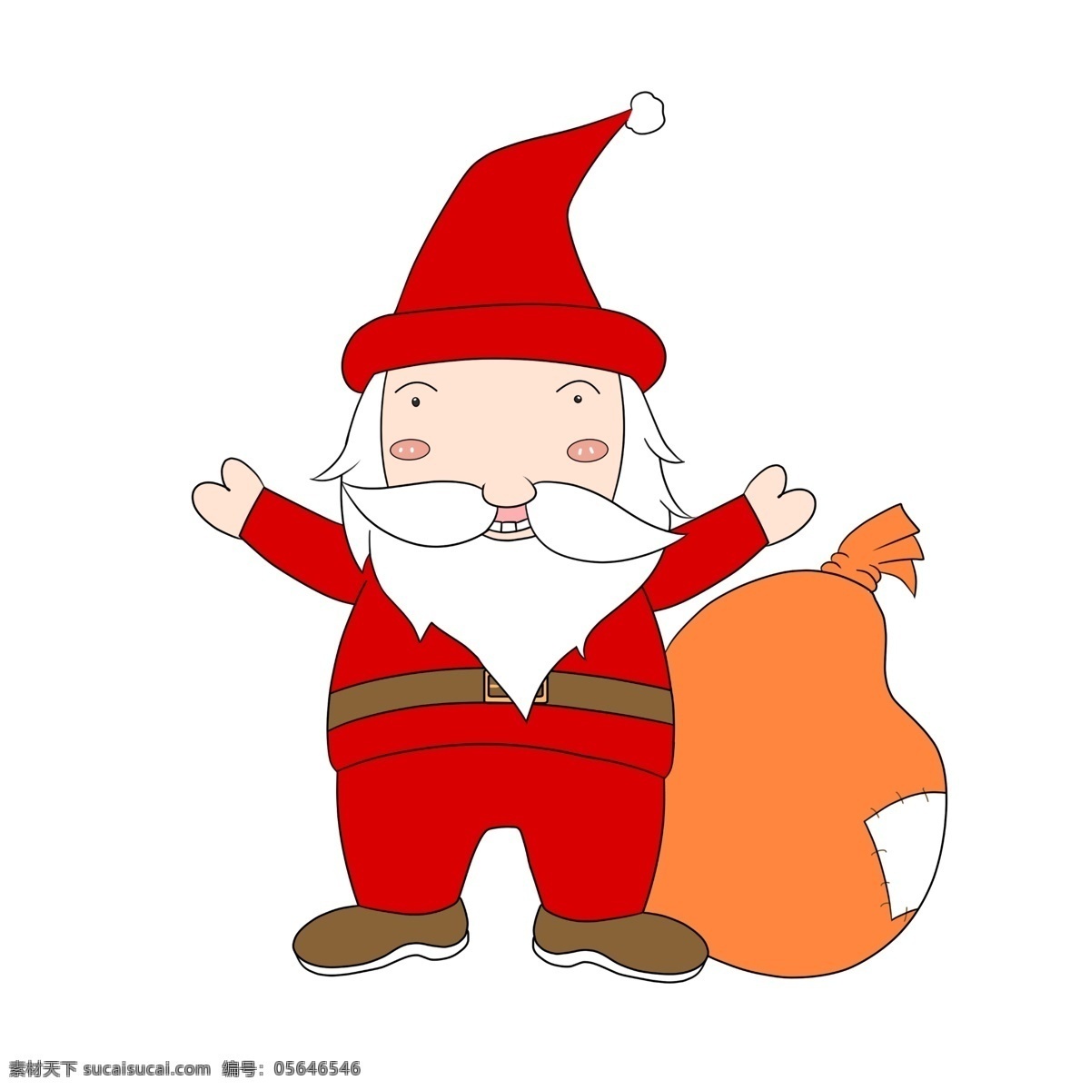 手绘 圣诞老人 人物 插画 商用 元素 红色衣服