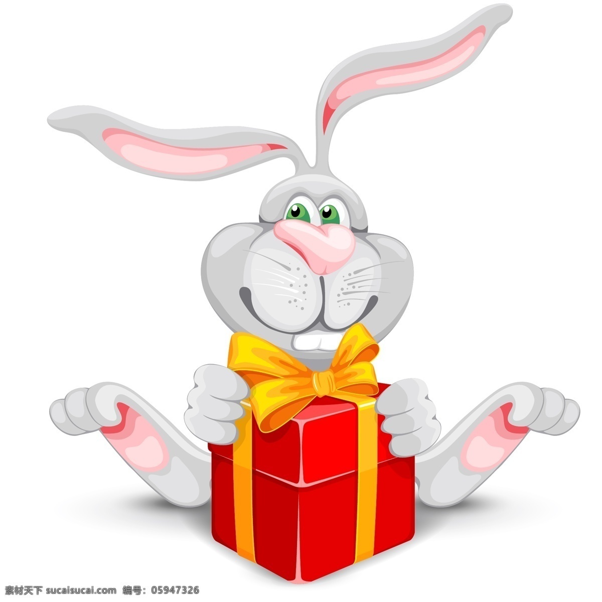 抱 礼盒 长耳 兔子 动物 蝴蝶结 礼物 矢量图 长耳兔 其他矢量图