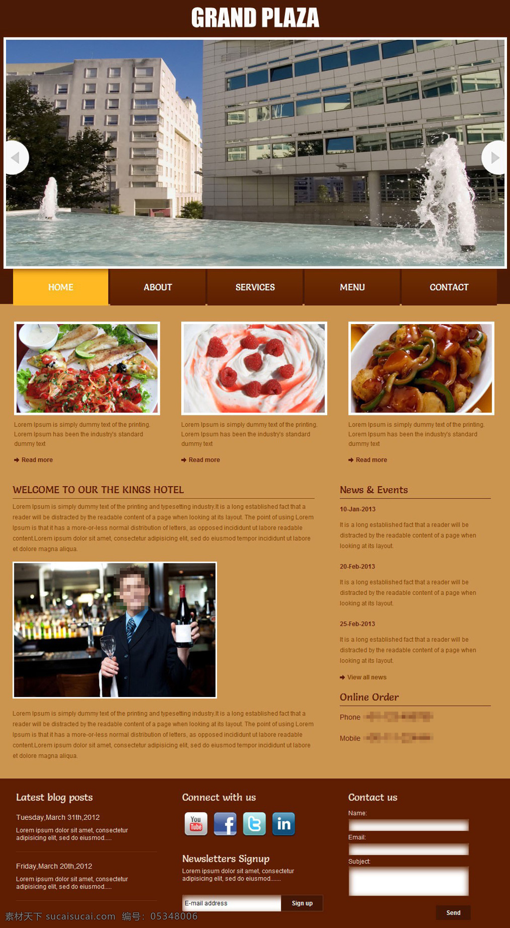美食 广场 网页模板 欧美风格 html 网页设计 网站模板 网站设计 美食网站 响应式网页 响应式 美食网页 htmlcss 棕色