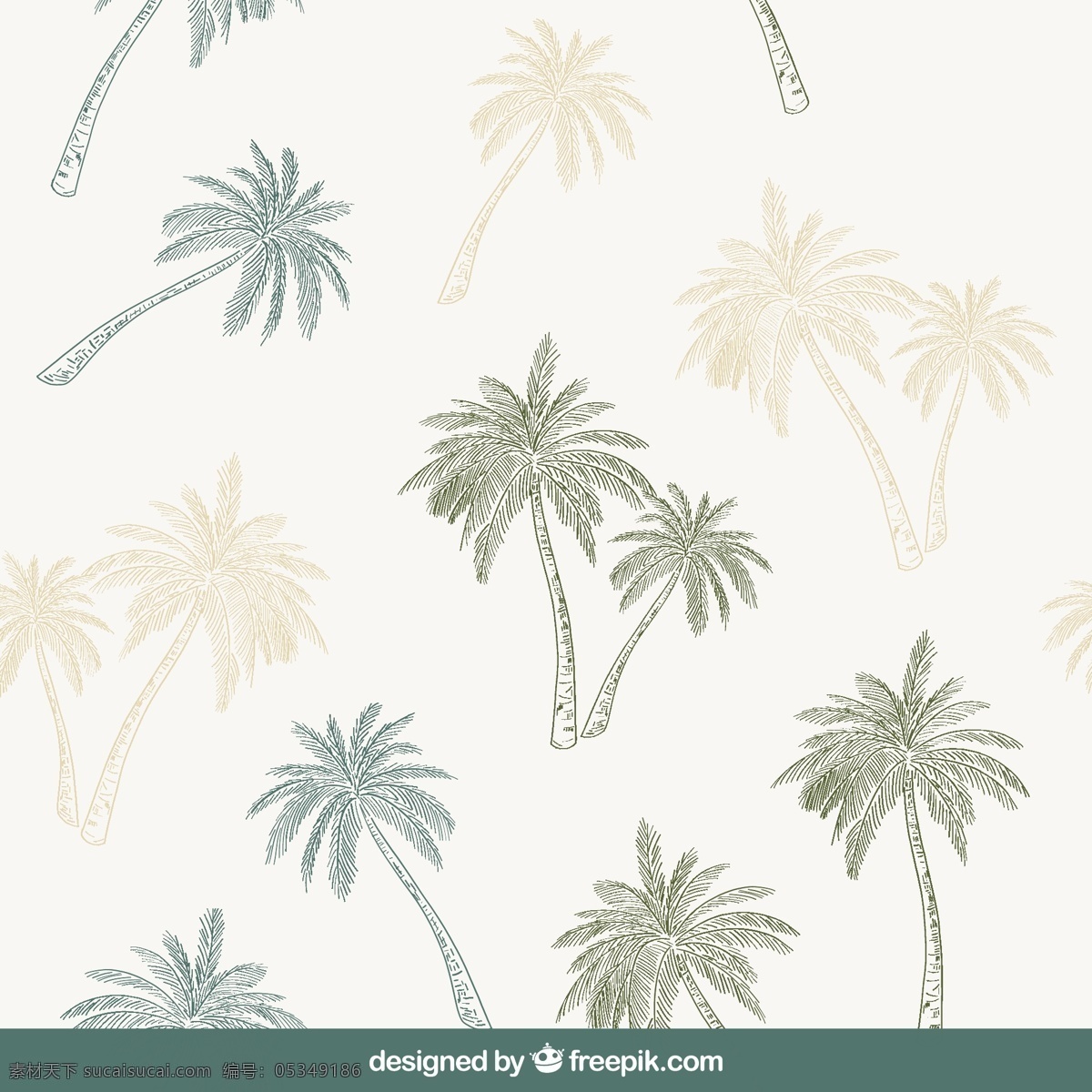 装饰 图案 手工 绘制 棕榈树 背景 树 手 夏天 树叶 自然 手绘 热带 植物 无缝图案 树木 环境 自然背景