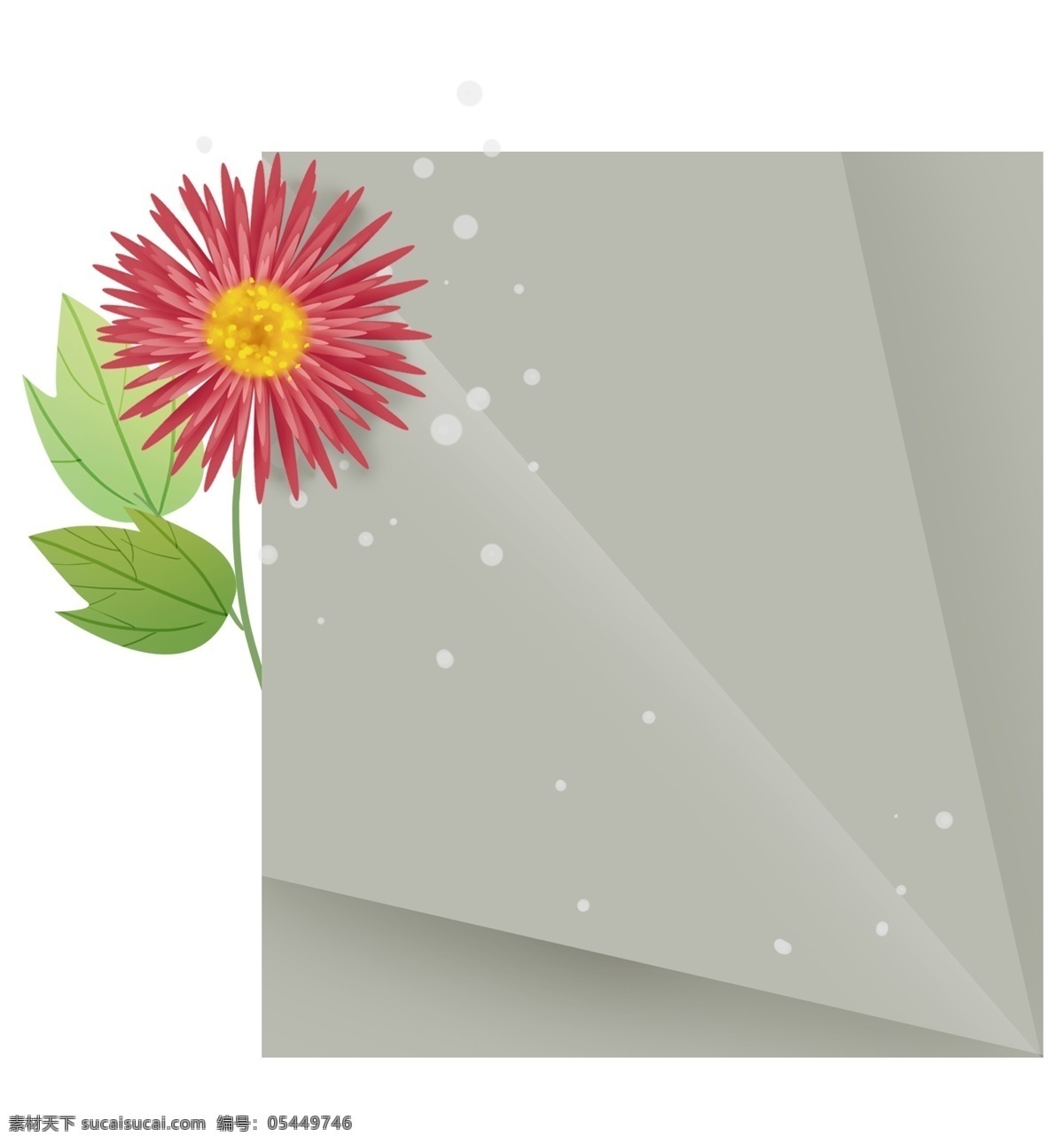 折纸 感 立体 菊花 文字 框 植物 叶子 春天标题框 春天文字框 花朵 红色菊花 红色 对话框 春季