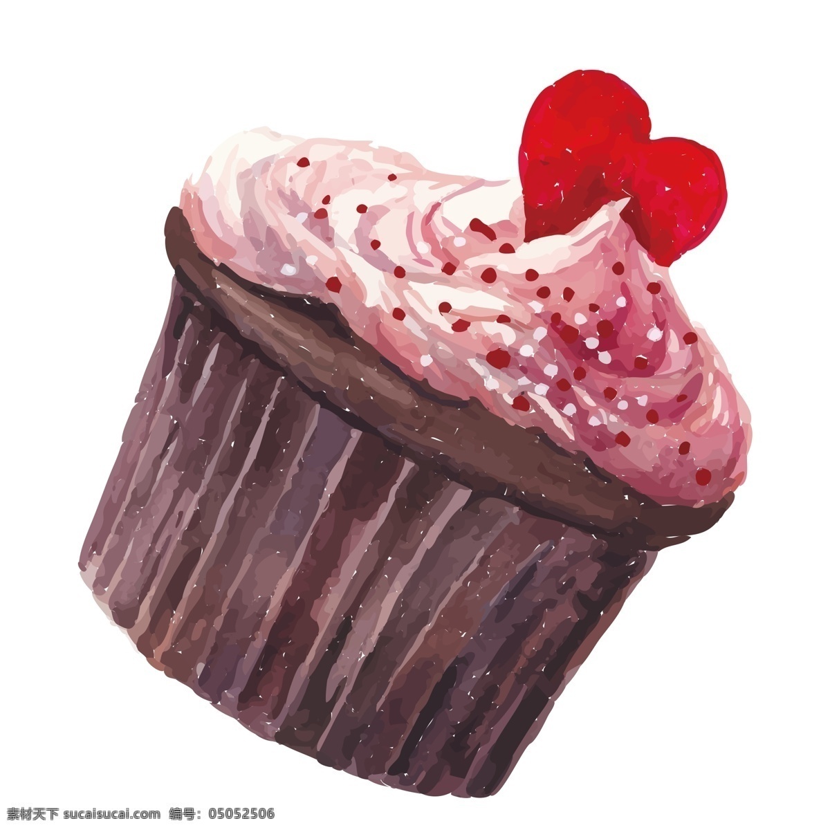 美味 草莓 纸杯 蛋糕 装饰 元素 装饰元素 手绘 纸杯蛋糕 食物 甜点 爱心 巧克力