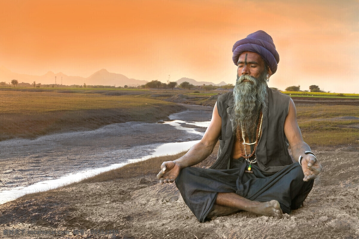 河边 印度教 老人 圣人 宗教 其他人物 人物图片