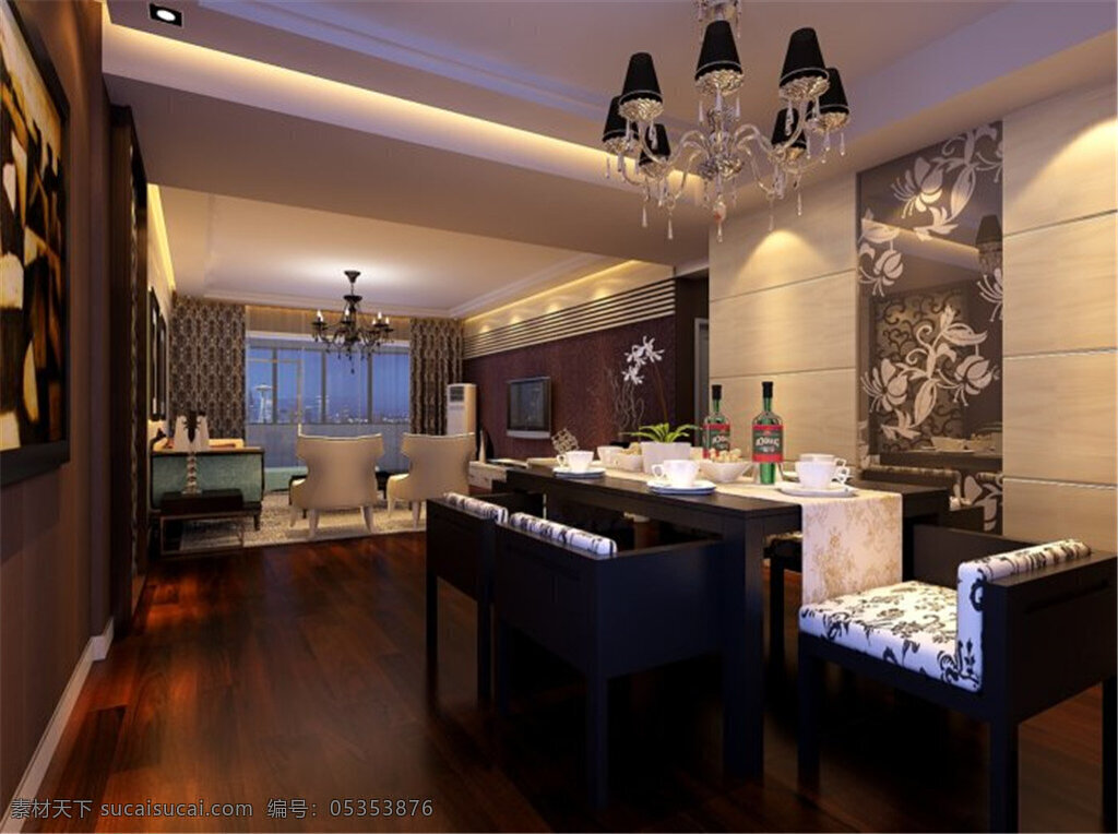 家居 餐厅 模型 灯具设计 家居餐厅模型 沙发茶几 室内装饰 桌椅组合 max 黑色