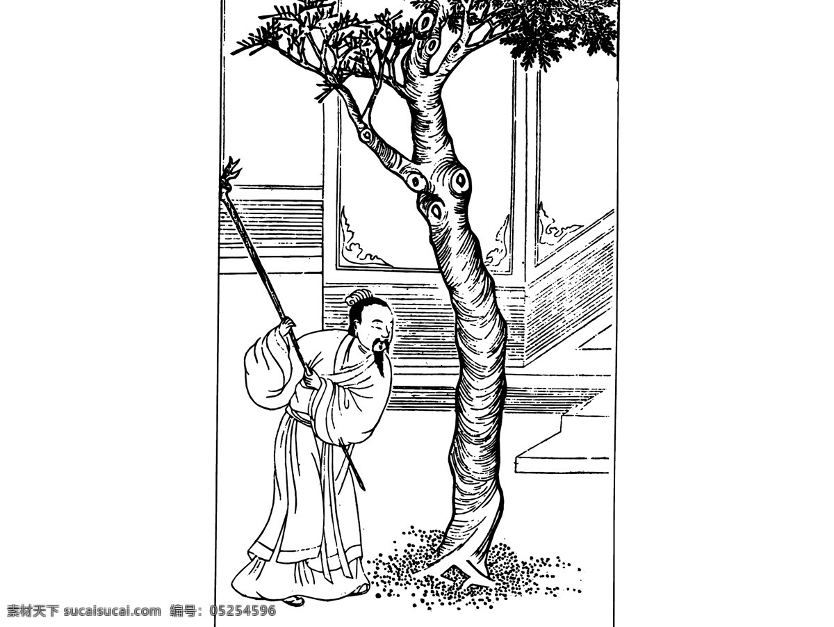 中国 风 人物 白描 插画 古典 古画 画 绘画 民族 设计素材 树 水墨风 文化艺术 生活百趣 线描中国画 矢量图 矢量人物