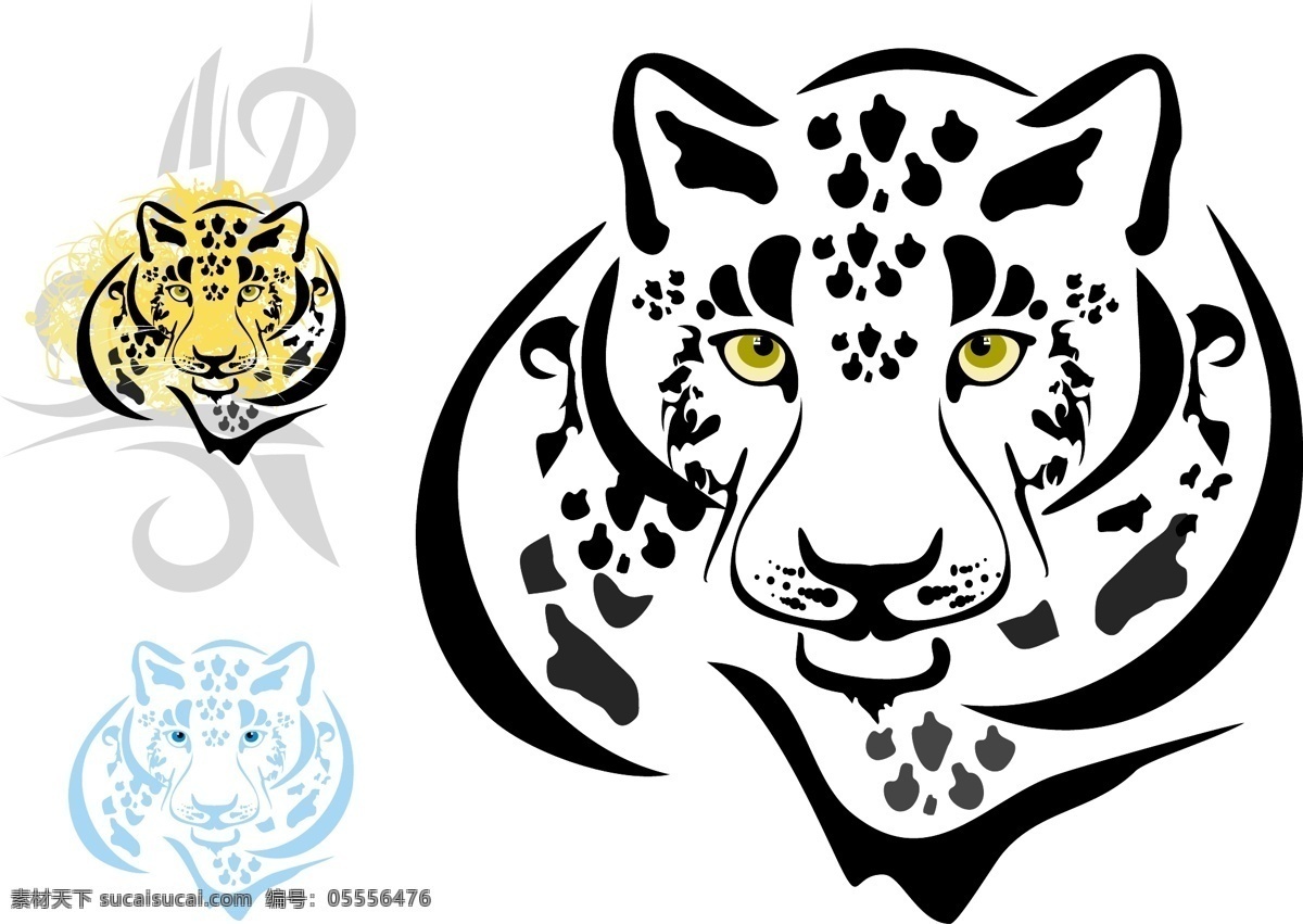 豹子纹身图案 豹子纹身 动物纹身 纹身图案 图案设计 生活百科 矢量素材 白色