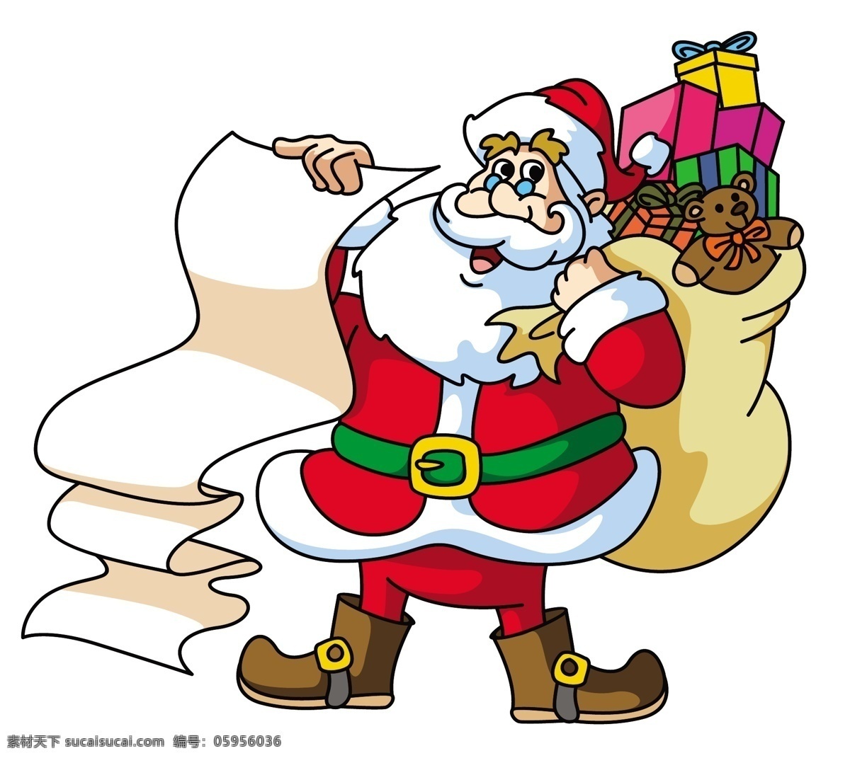 卡通 可爱 圣诞老人 红色 圣诞 纸 节日 矢量素材 设计素材
