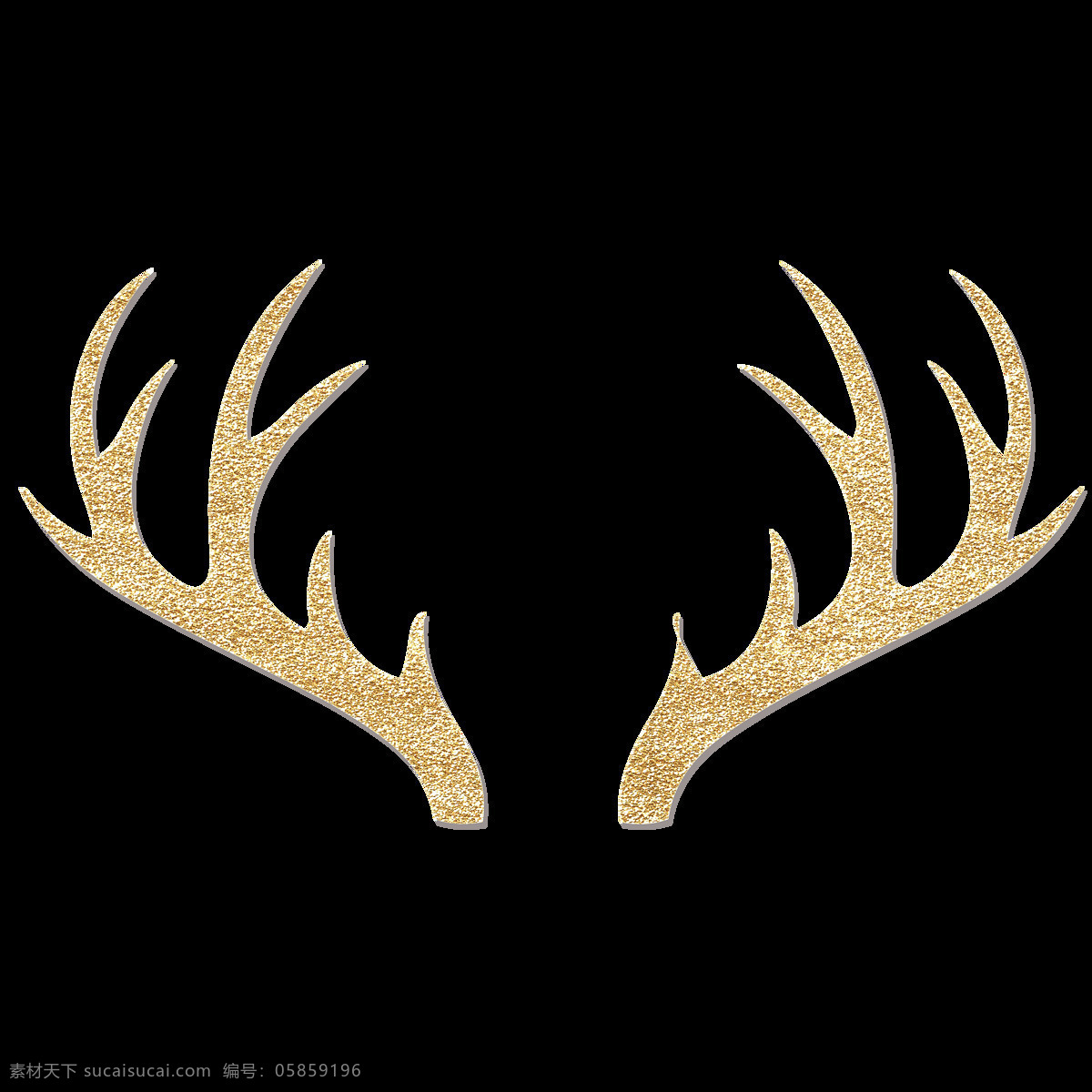 一对 金色 鹿角 透明 装饰 动物 锋利 麋鹿 免扣素材 手绘 透明素材 装饰图片