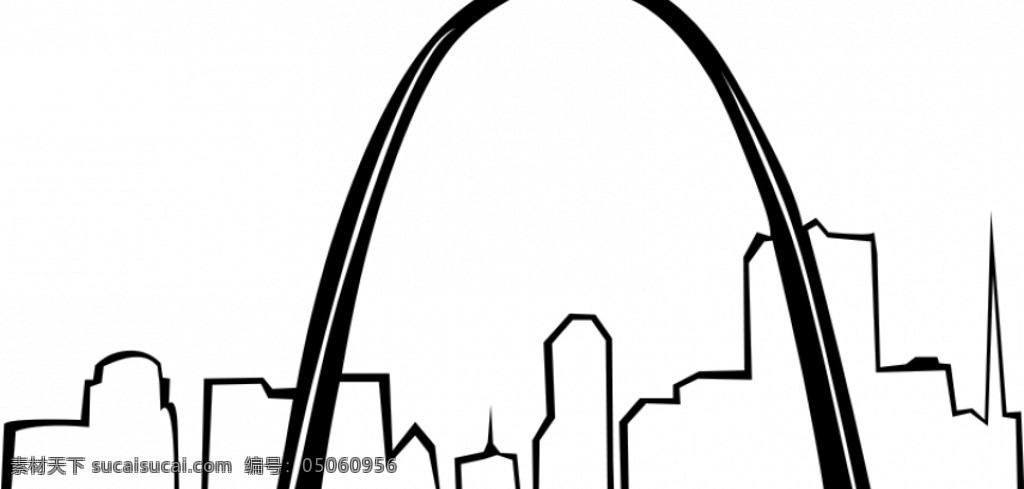 圣路易斯 拱门 矢量 图像 城市 度假 灰度图 绘图 纪念碑 剪贴画 景点 旅游 摩天大楼 艺术 拱 剪辑 天际线 svg 建筑家居