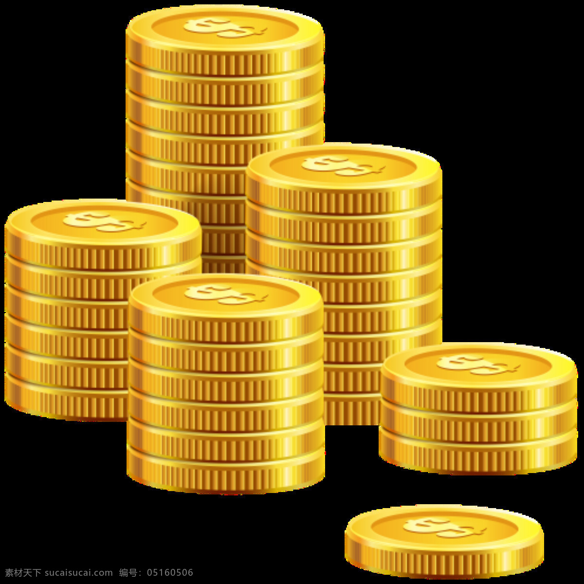 古代钱币 货币素材 金色 卡通金币 设计元素 高度 不一 的卡 通 金币 图案 元素