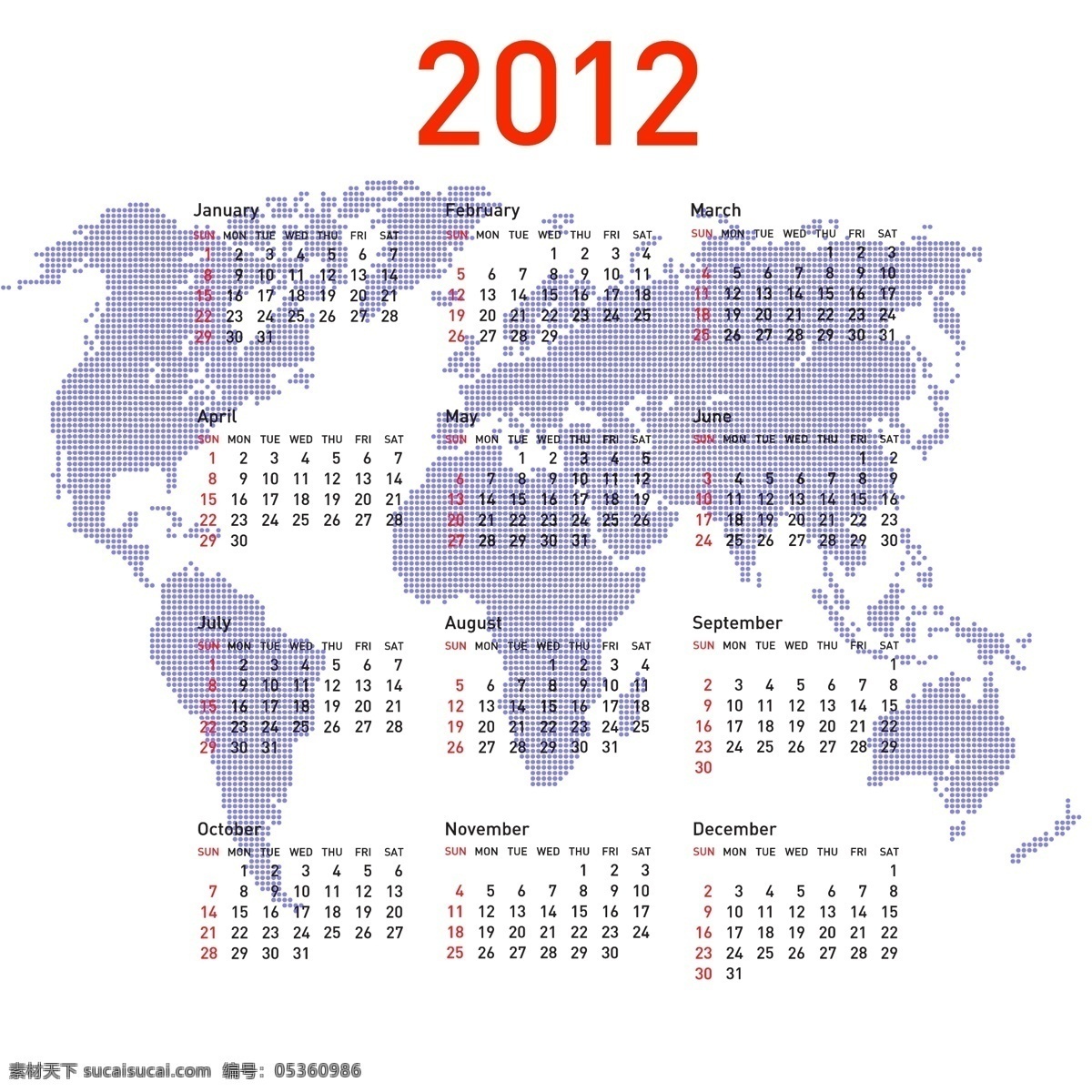2012 年 日历 新年 挂历 挂历模板 年历模板 台历 月历 新年素材 龙年 日历台历 地图背景 矢量素材 白色