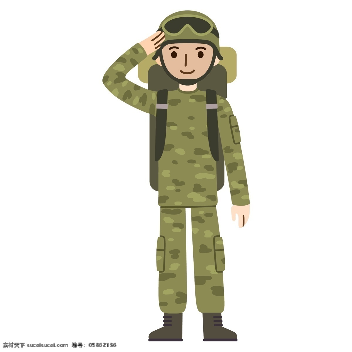 卡通战士 可爱 卡通 扁平化 战士 军人 士兵 迷彩服 人物 背景 海报 宣传 矢量素材