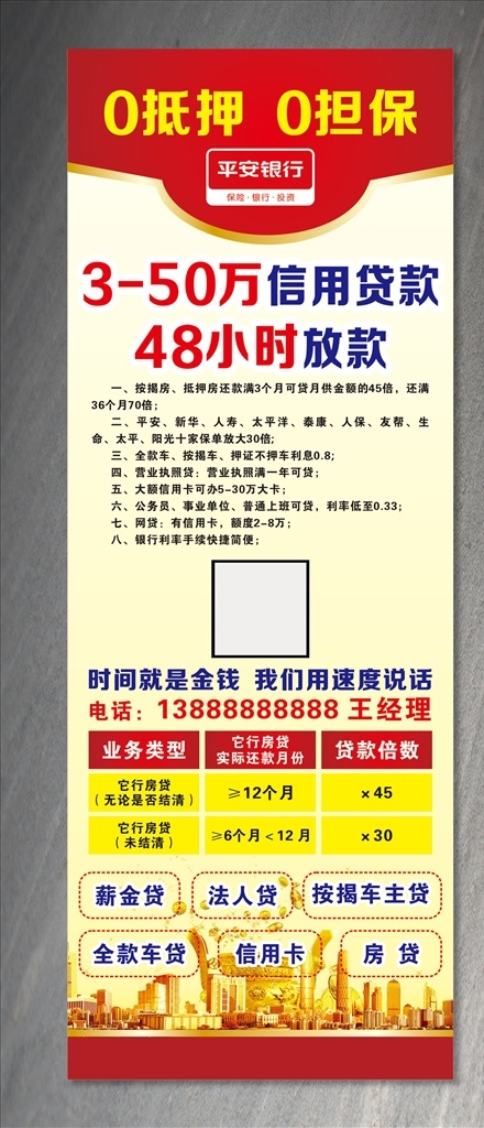 信用贷款展架 贷款展架 贷款 0抵押 0担保 信用贷款 车贷 房贷