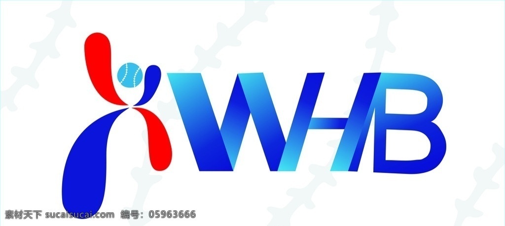 w h b logo 棒球 标志 logo设计