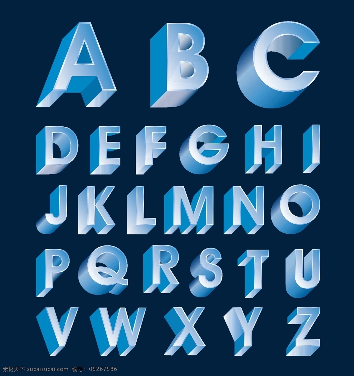 立体 字母 系列 矢量 绚丽 英文 英文字母 字体 多样 矢量图 其他矢量图