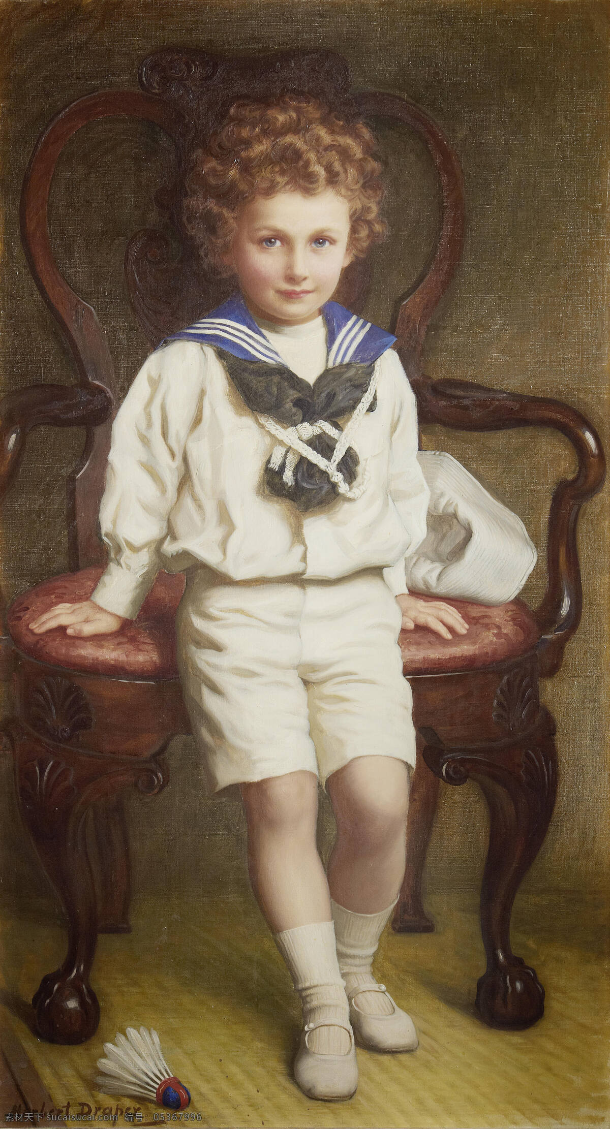 小男孩儿 贵族之家 椅子 小绅士 羽毛球 19世纪油画 油画 绘画书法 文化艺术