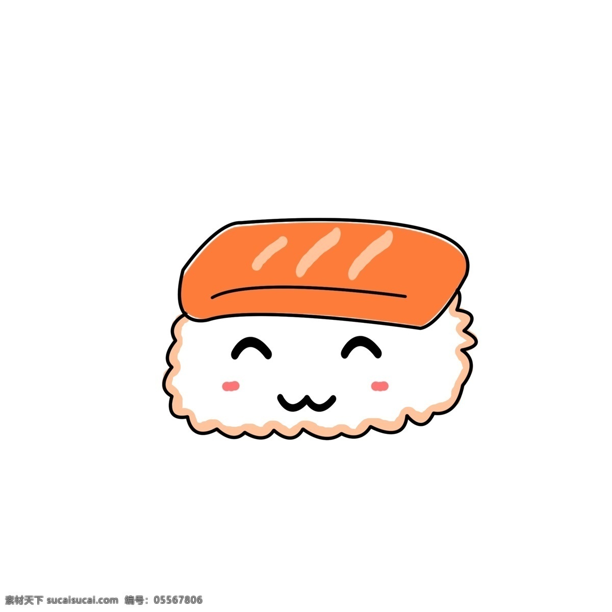 简约 创意 可爱 卡通 手绘 三文鱼 寿司 食物 元素