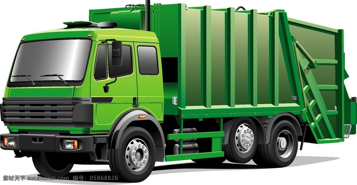 垃圾车矢量 垃圾车素材 垃圾车 青色垃圾车 绿色垃圾车 共享设计矢量 现代科技 交通工具