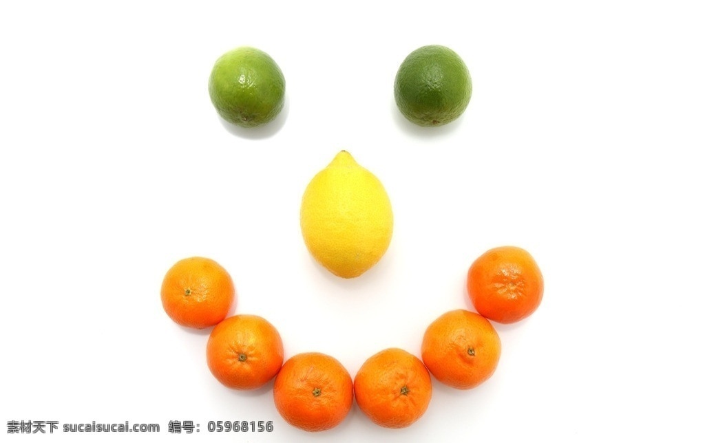 水果笑脸 柠檬 青柠 橘子 橙子 桔子 眼睛 鼻子 嘴巴 微笑 水果 生物世界