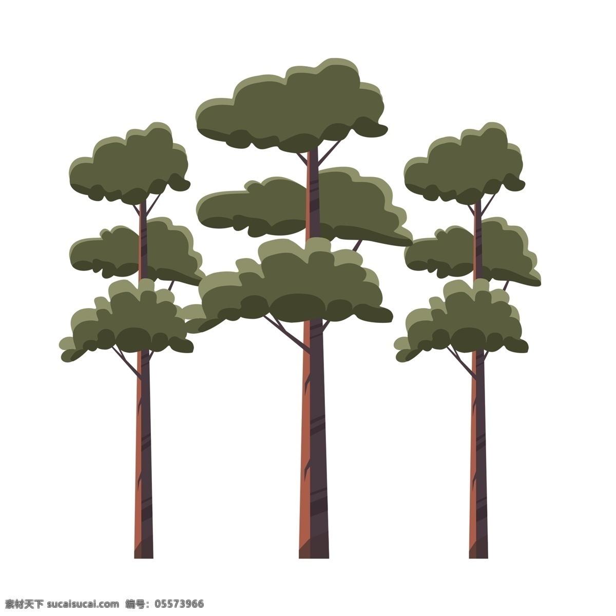 卡通 树枝 透明 装饰图案 免扣素材 透明素材 树木 小树 绿色 植物