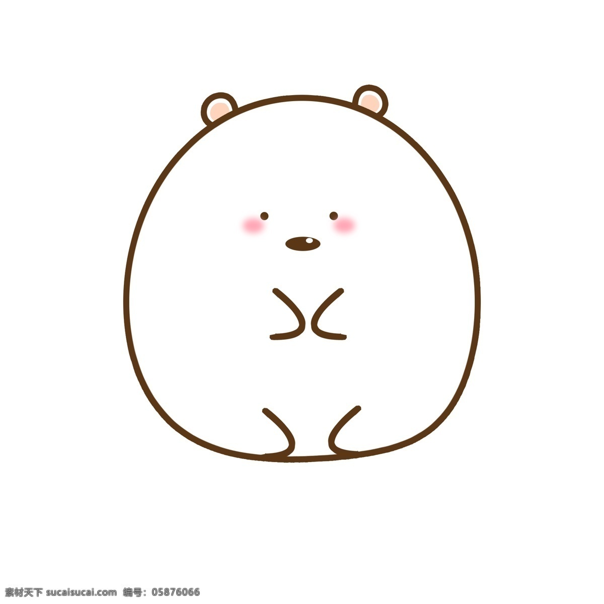 卡通 可爱 白熊 团子 坐姿 胖 熊 动物 矢量 手绘 元素 胖熊