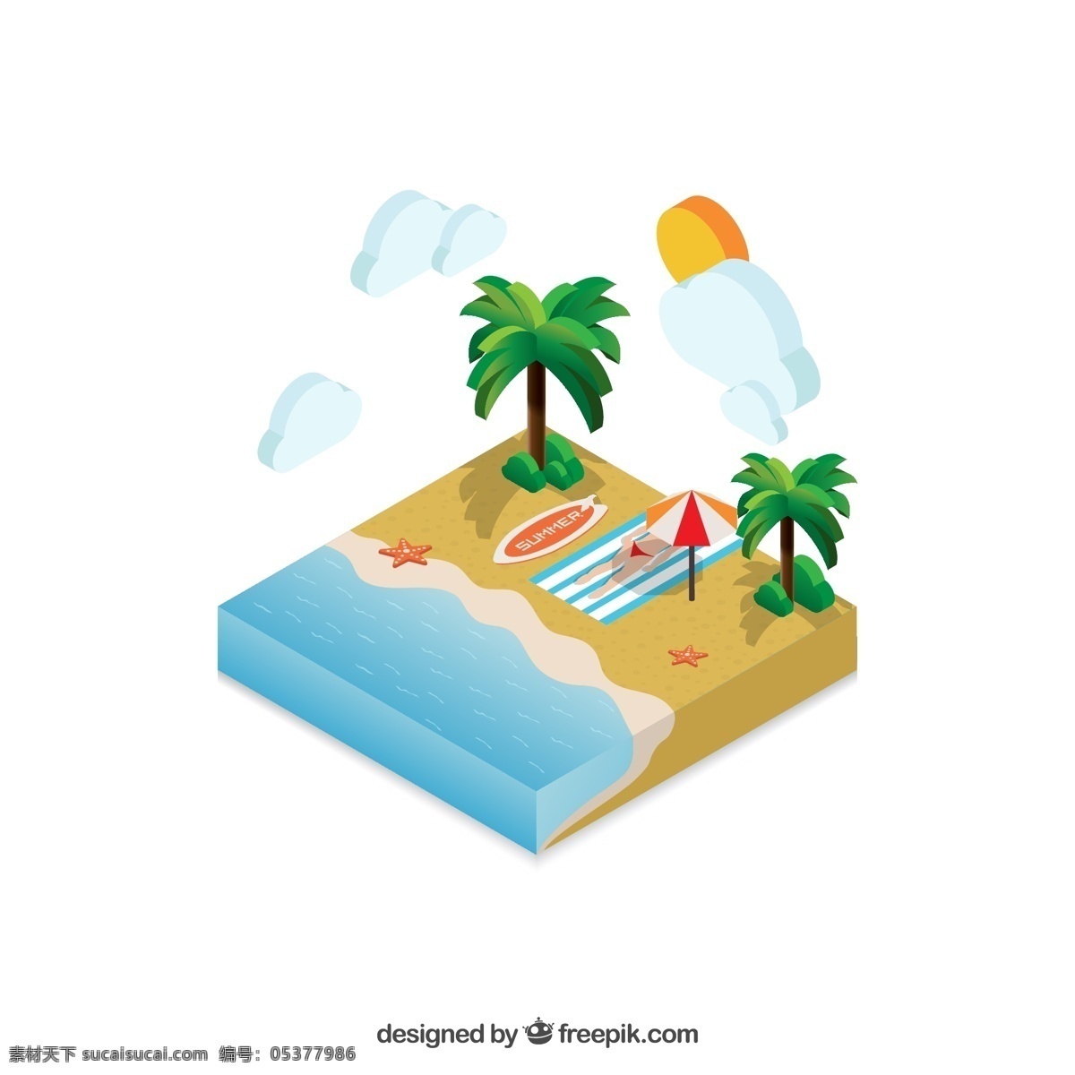 等距 海滩 夏季 景观 等距海滩 夏季景观 矢量海滩 夏季海滩 椰子树 风景
