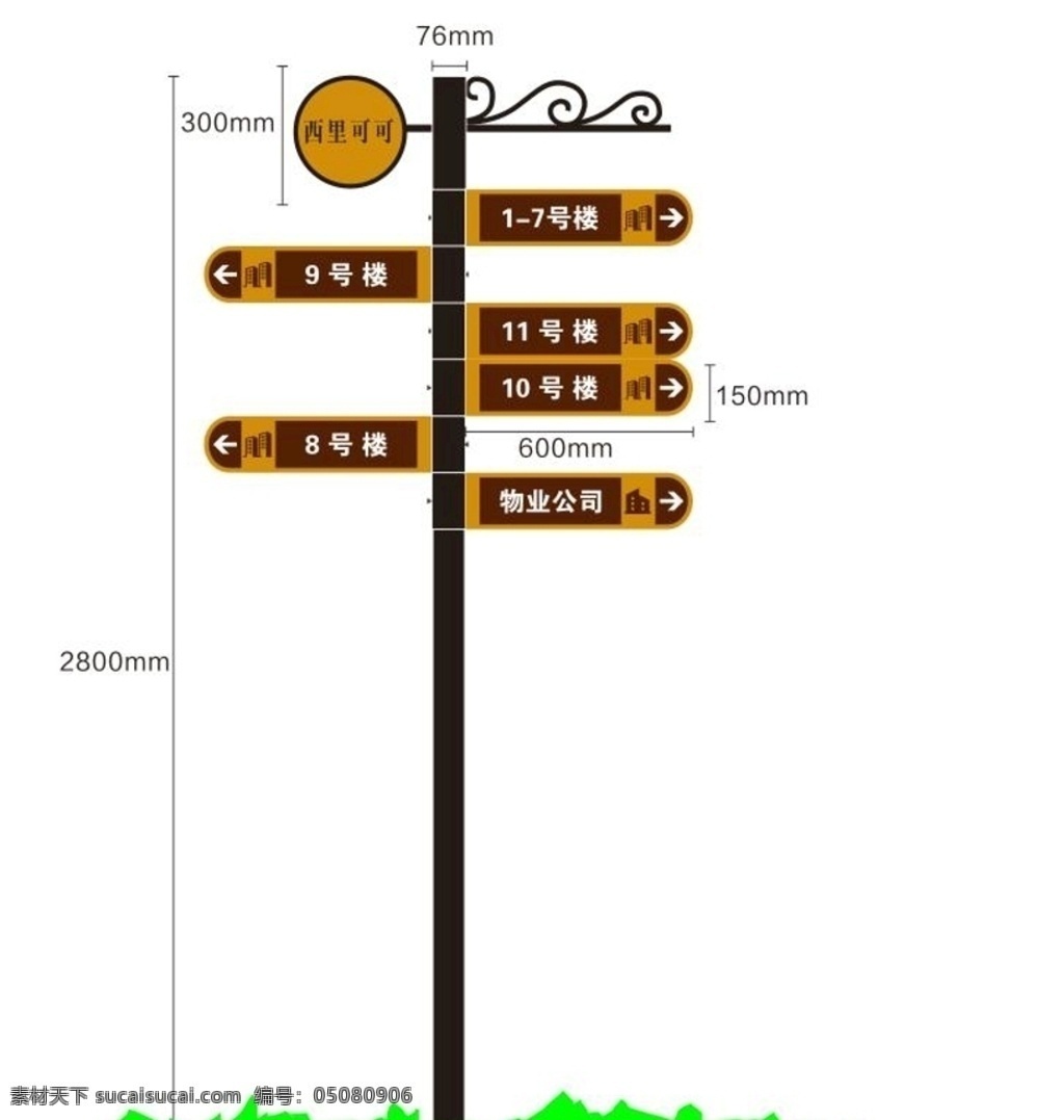 导向牌图片 景点 小区 物业 导向牌 指示牌 方向
