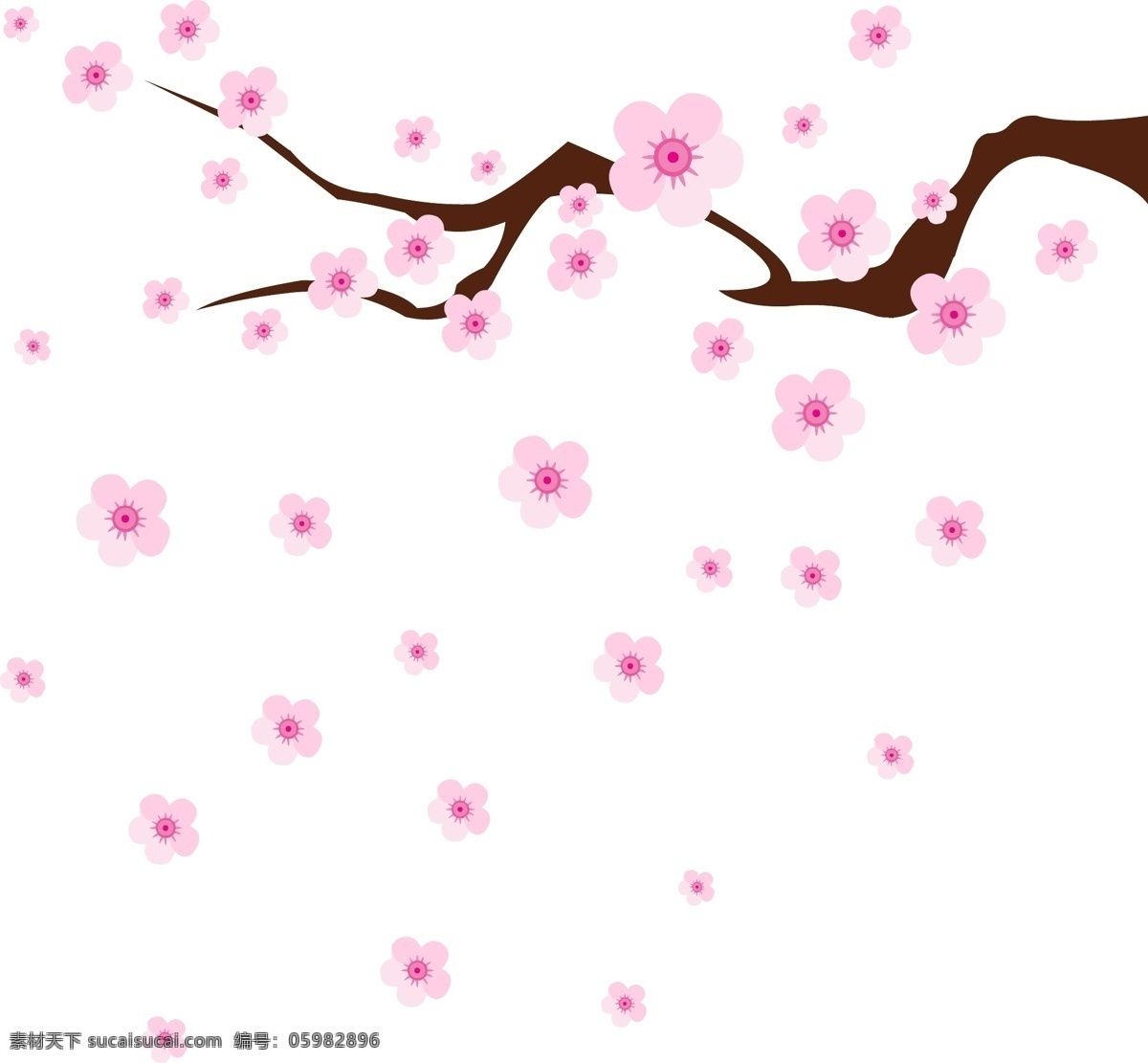 粉红 手绘 梅花 漂浮 植物 手绘植物 落花 花朵 手绘梅花