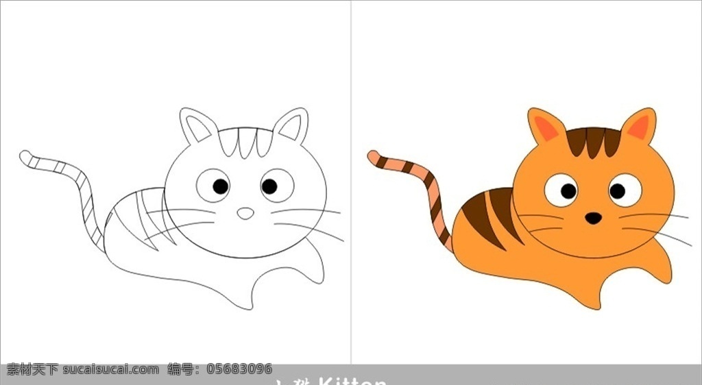 小猫简笔画 小猫 猫 猫咪 简笔画 儿童简笔画 幼儿简笔画 儿童画 卡通画 简图 儿童涂色画 矢量图 卡通